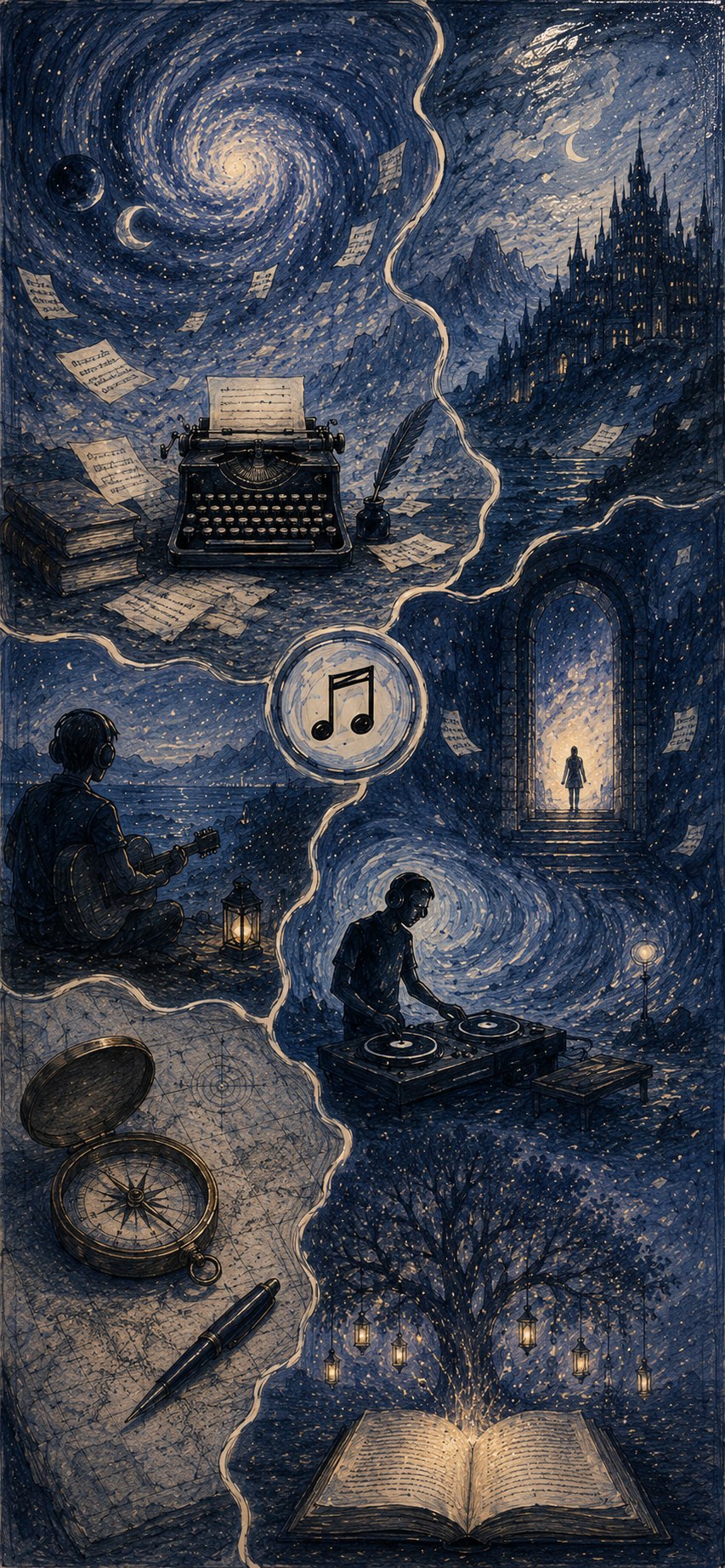 A dark-blue sonic tapestry of interlocking musical worlds
